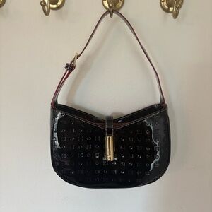 Arcadia Black Patent Leather Shoulder Bag